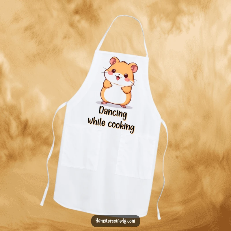 Funny Kawaii Hamster Apron: Cute hamster doing a delightful wiggle dance, ready to add fun and flair to any kitchen task.