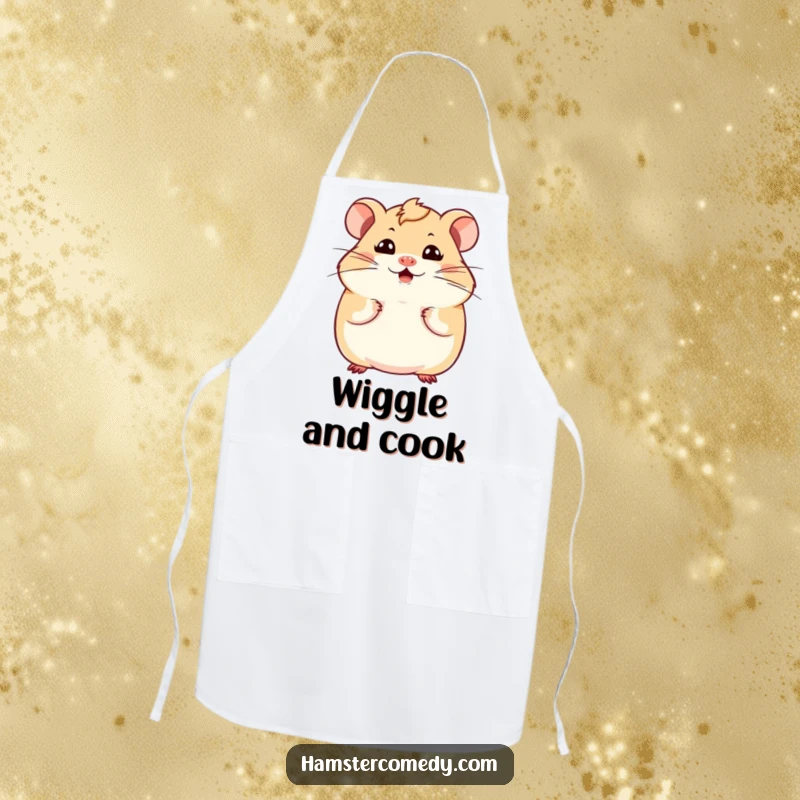 Funny Kawaii Hamster Apron featuring a cute hamster with a comical expression and wiggling whiskers, for humorous cooking sessions.