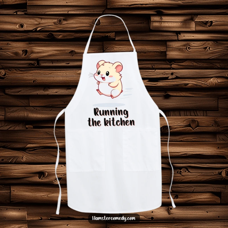 Funny Kawaii Hamster Apron: A cute hamster runs on a wheel, designed to add energy and smiles while keeping clothes clean.