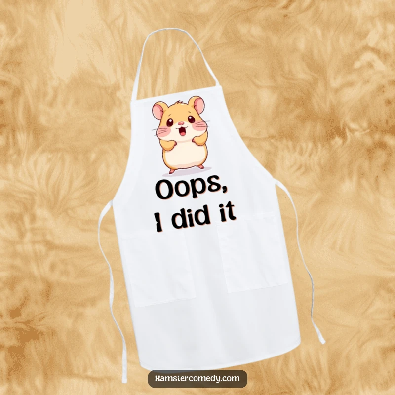 Funny Kawaii Hamster Apron: A cute and functional apron with a surprised kawaii hamster illustration, perfect for kitchen fun.
