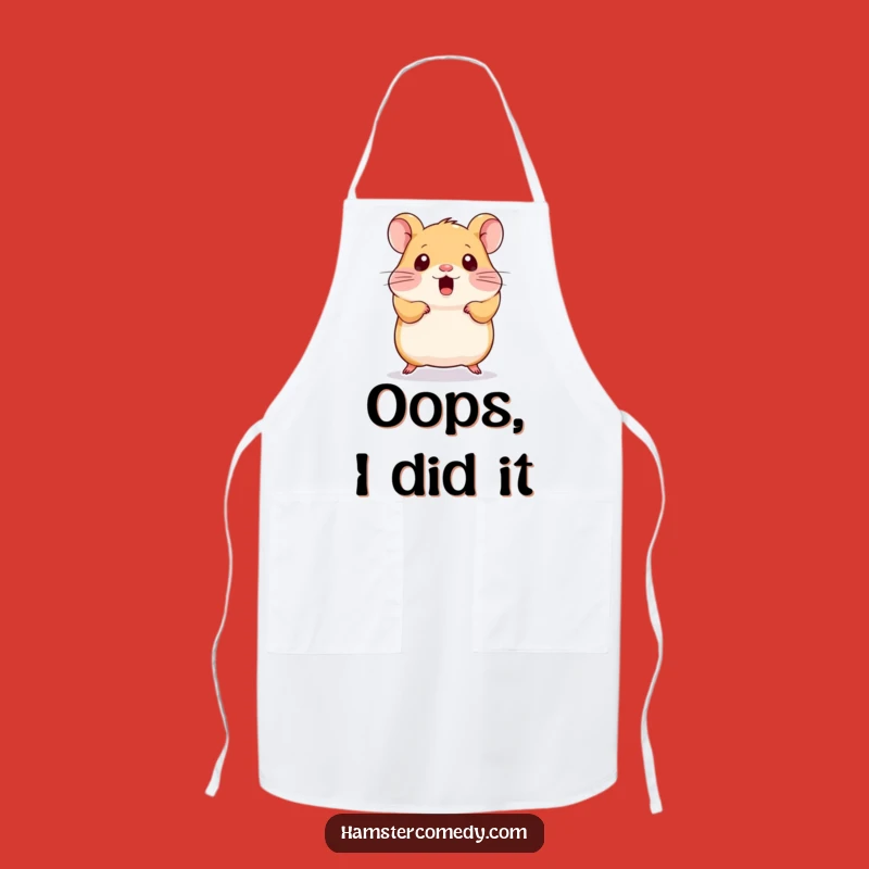 Funny Kawaii Hamster Apron - Cute Surprised Chef Hamster, Hilarious Cooking Funny Gift
