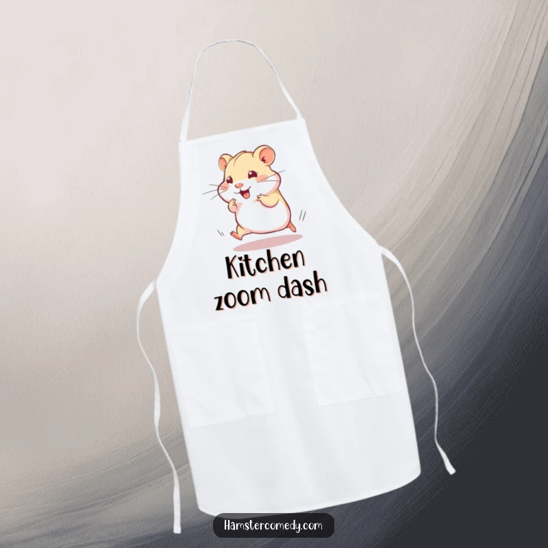 Funny Apron: A hamster is in a silly, speedy dash with a playful twitch, a humorous image for a quick-cooking chef.