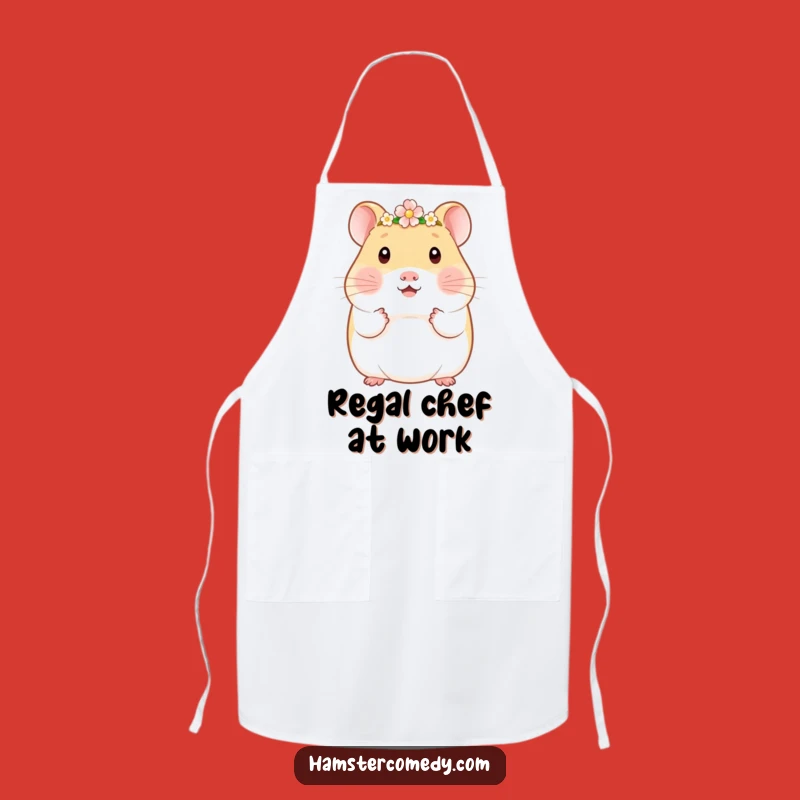 Funny Kawaii Hamster Flower Crown Apron - Cute Royal Amigurumi Kitchen Gift