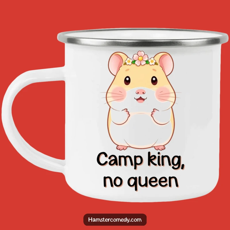 Funny Kawaii Hamster Flower Crown Camping Mug - Cute Royal Outdoor Gift