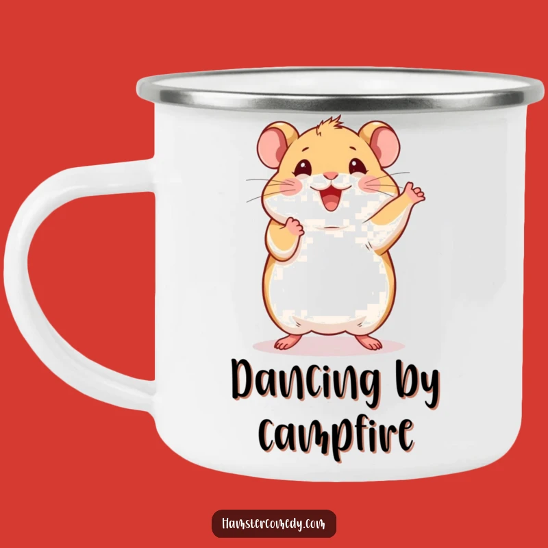 Adventure-Ready Funny Hamster Camping Mug: Dance Around the Campfire