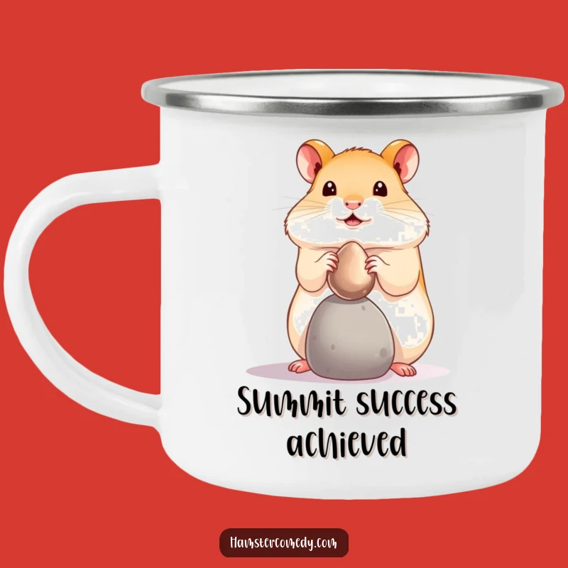 Durable Funny Hamster Pebble Balance Camping Mug: Adventure Balanced with Fun
