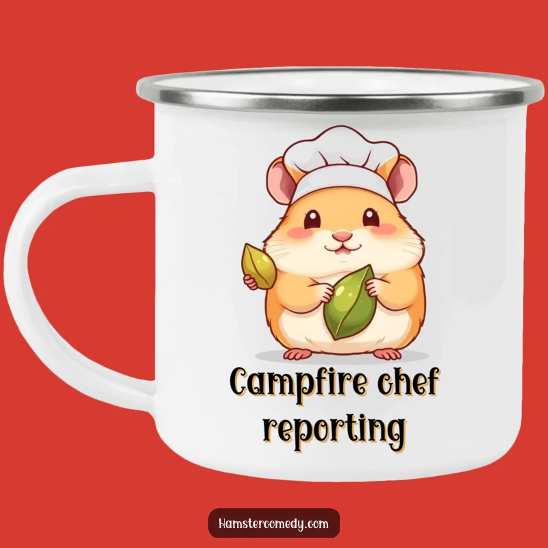 Enamel Funny Kawaii Hamster Chef Mug - Rustic & Hilarious Outdoor Gift