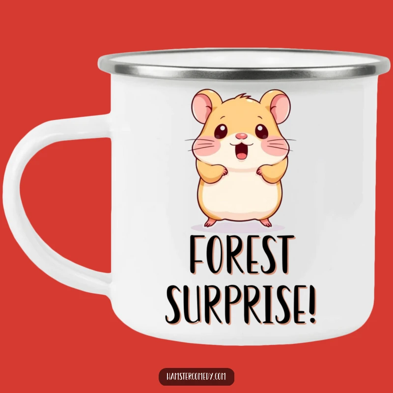 Funny Kawaii Hamster Camping Mug - Durable Surprised Hamster Enamel Cup, Great Funny Outdoor Gift