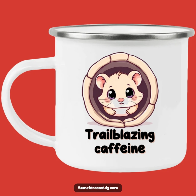 Funny Curious Hamster Camp Mug: Adventure-Ready Coffee Cup