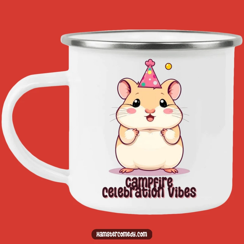 Funny Hamster Party Hat Camping Mug: Adventure & Cheers Outdoors