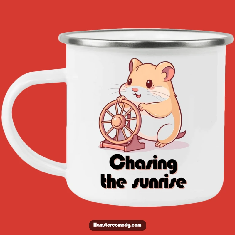 Funny Hamster Pushing Wheel Camping Mug: Fuel Your Adventures with Play