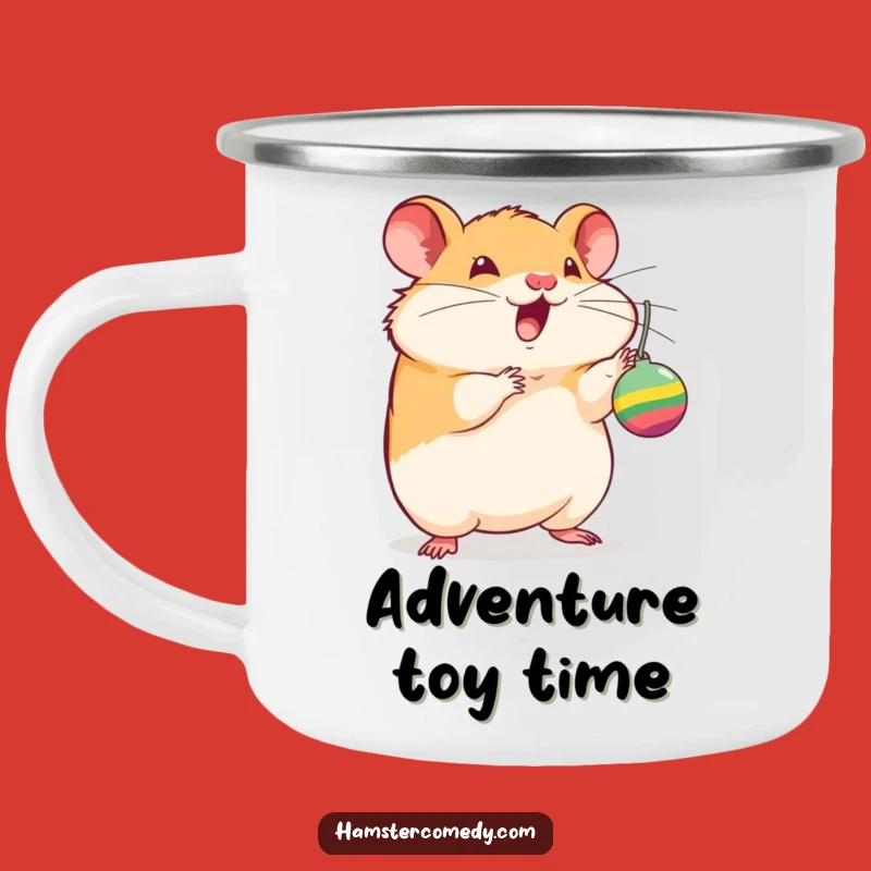 Funny Hamster Toy Enamel Camping Mug - Outdoor Playful Pet Gift