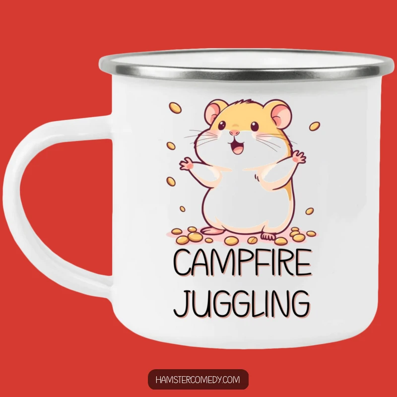 Funny Juggling Hamster Camp Mug: Playful Adventure Cup