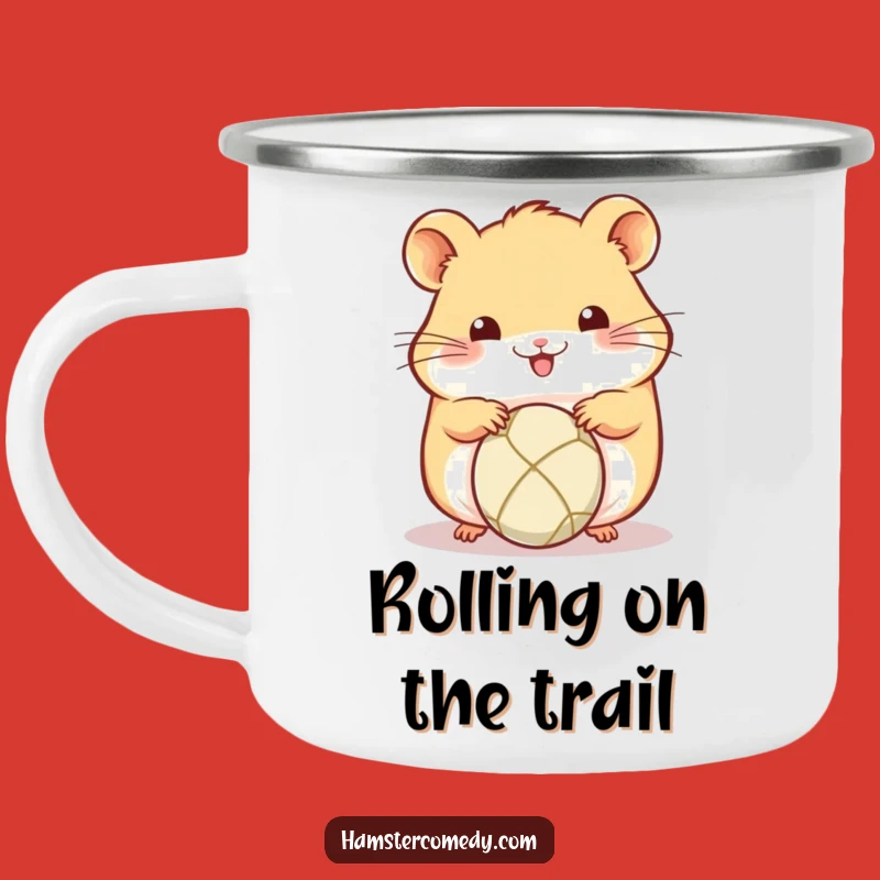 Funny Kawaii Hamster Ball Rolling Camping Mug - Cute Amigurumi Outdoor Gift