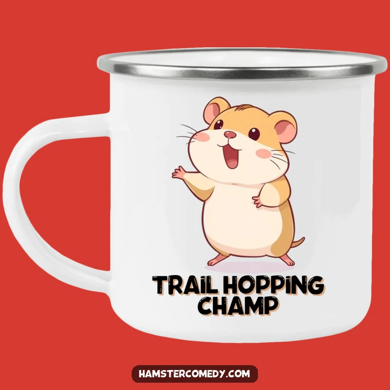 Funny Hamster Hop Camping Mug - Silly Outdoor Action Gift