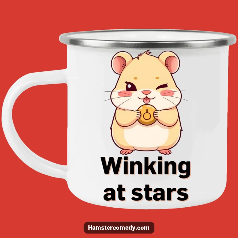 Funny Kawaii Hamster Camping Mug: Wink Your Way Through Adventure!