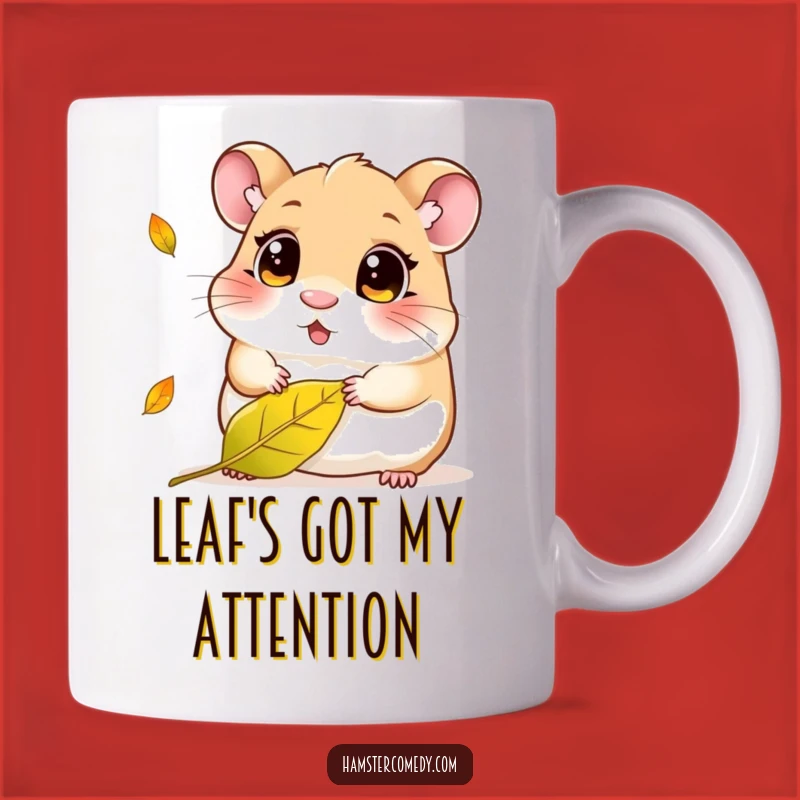 Funny Kawaii Hamster Leaf Watching Mug - Adorable Curious Amigurumi Gift Idea