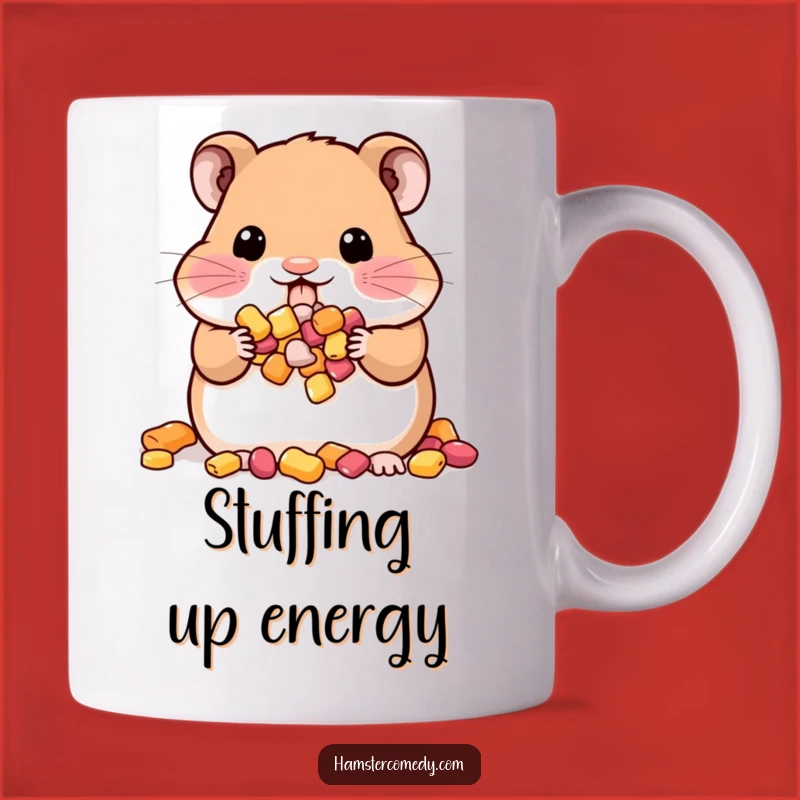 Funny Kawaii Hamster Mug: Cheeks Full of Treats, Perfect Humorous Gift for Foodies!