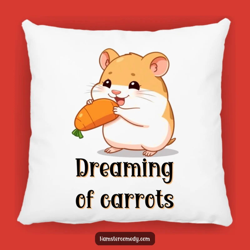 Funny Determined Hamster Carrot Pillow - Cozy Accent Decor Funny Gift