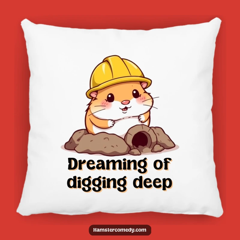 Funny Hamster Construction Pillow: Comfy & Hilarious Decor for Your Cozy Space