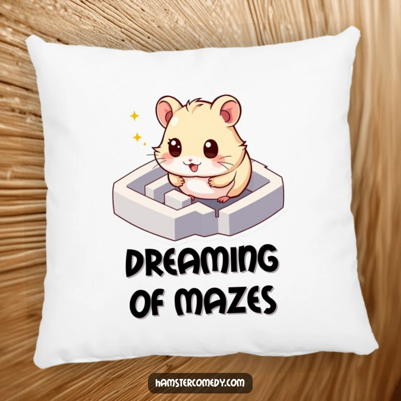 Funny hamster maze pillow with a character exploring, providing comfort and a humorous adventurous accent, great gift.