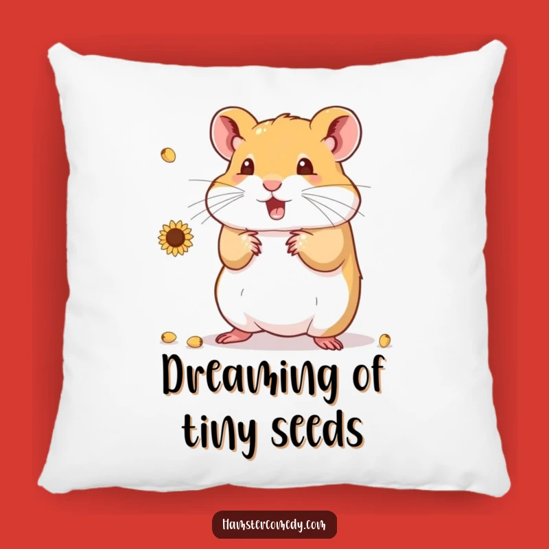 Funny Hamster Juggling Seeds Pillow: Cozy Comfort with a Humorous Twist