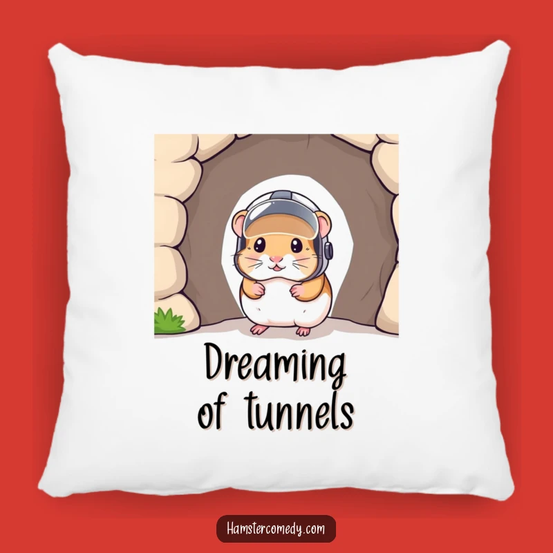 Funny Hamster Tunnel Pillow: Cute Rodent Explorer Cushion with Helmet Humorous Gift