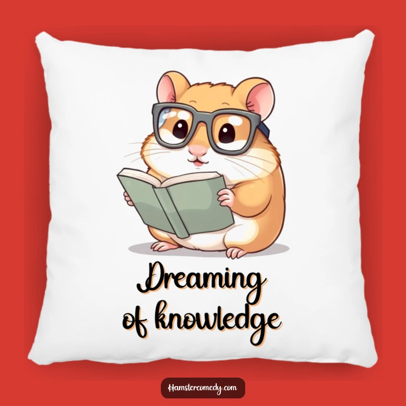 Funny Hamster Pillow: Soft Cushion with Bookworm Glasses, Cozy Humorous Gift