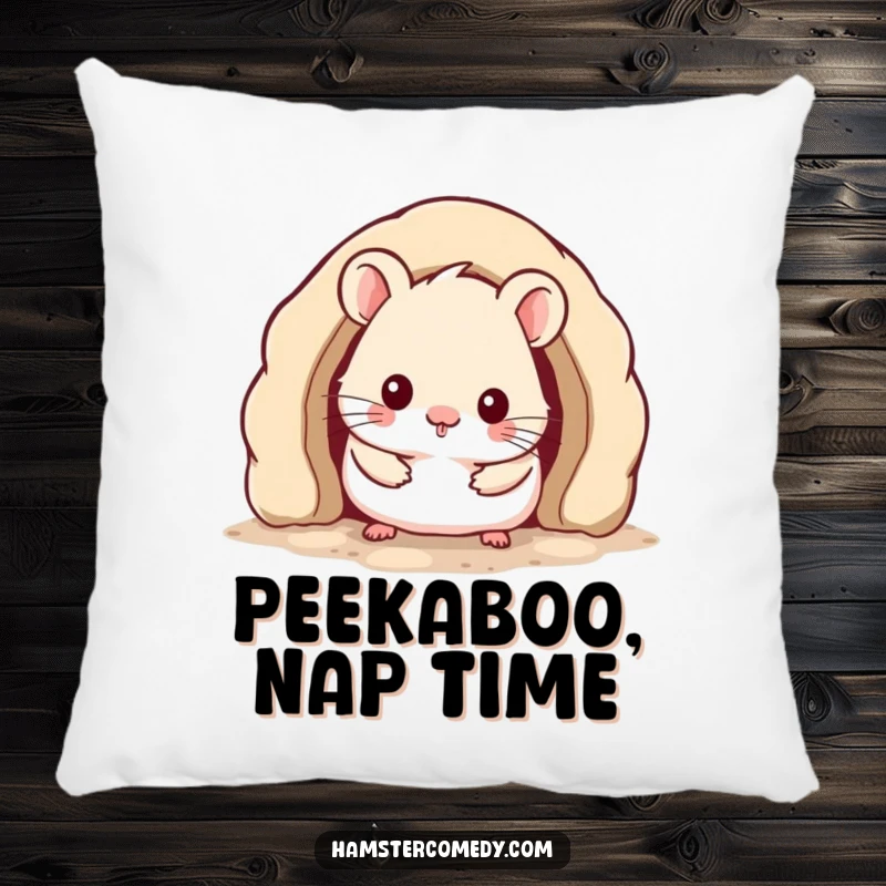 Funny Kawaii Hamster Pillow with a cute hamster peeking from a cozy burrow, offering comfort and humor for home decor.