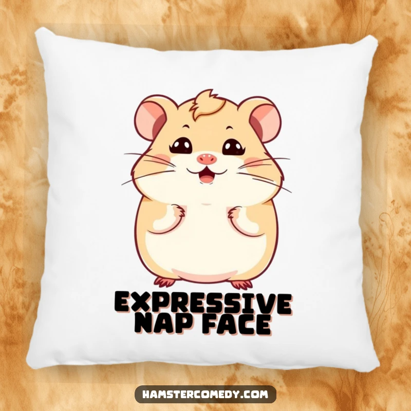 Funny Kawaii Hamster Pillow with a cute hamster displaying a hilarious expression and vibrating whiskers, adding humor to any couch.