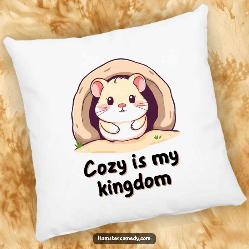 Funny Kawaii Hamster Pillow with a cute hamster peeking from a cozy burrow, designed for ultimate comfort and charm.