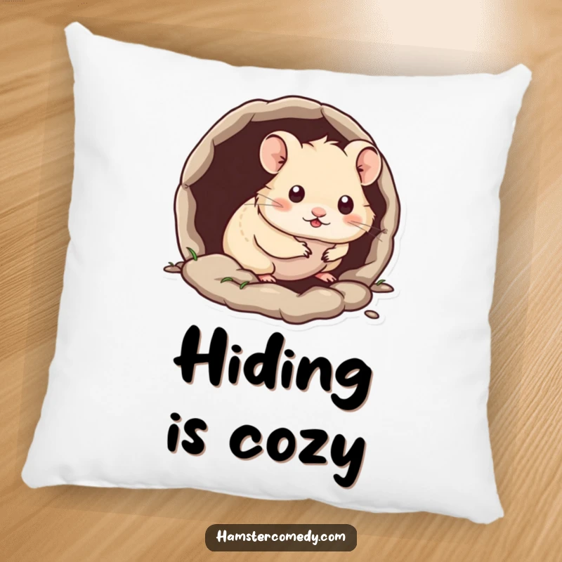 Funny Kawaii Hamster Pillow featuring a cute hamster peeking out from a tiny burrow, offering comfort and charm.