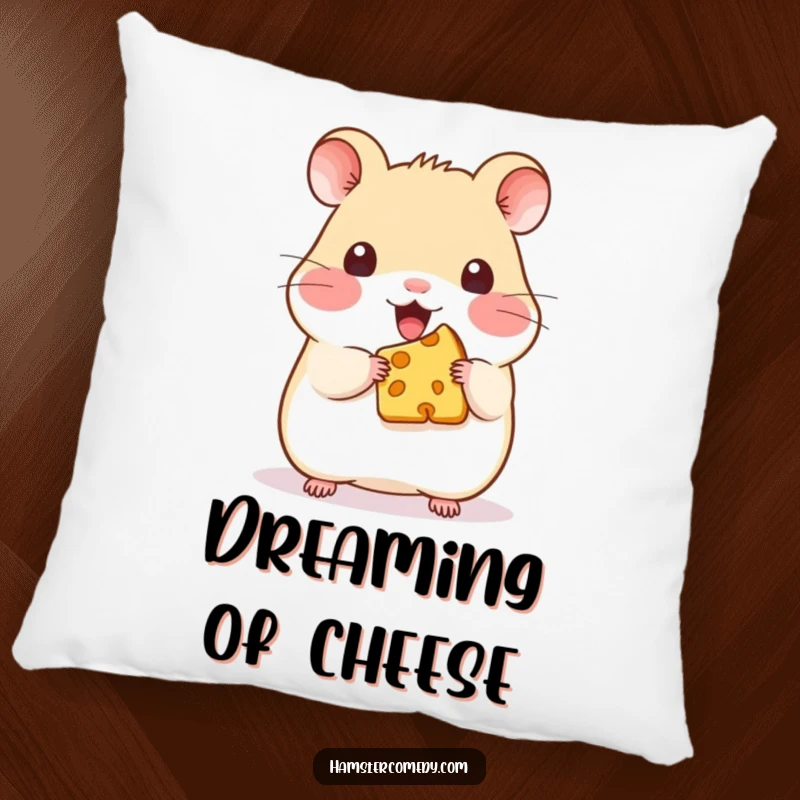 Funny Kawaii Hamster Cheese Pillow: A soft pillow featuring a kawaii hamster, lovingly holding a small piece of cheese.