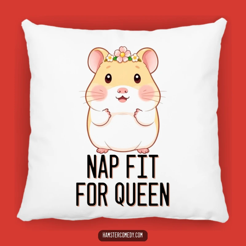 Funny Kawaii Hamster Flower Crown Pillow - Cute Royal Amigurumi Cushion Gift