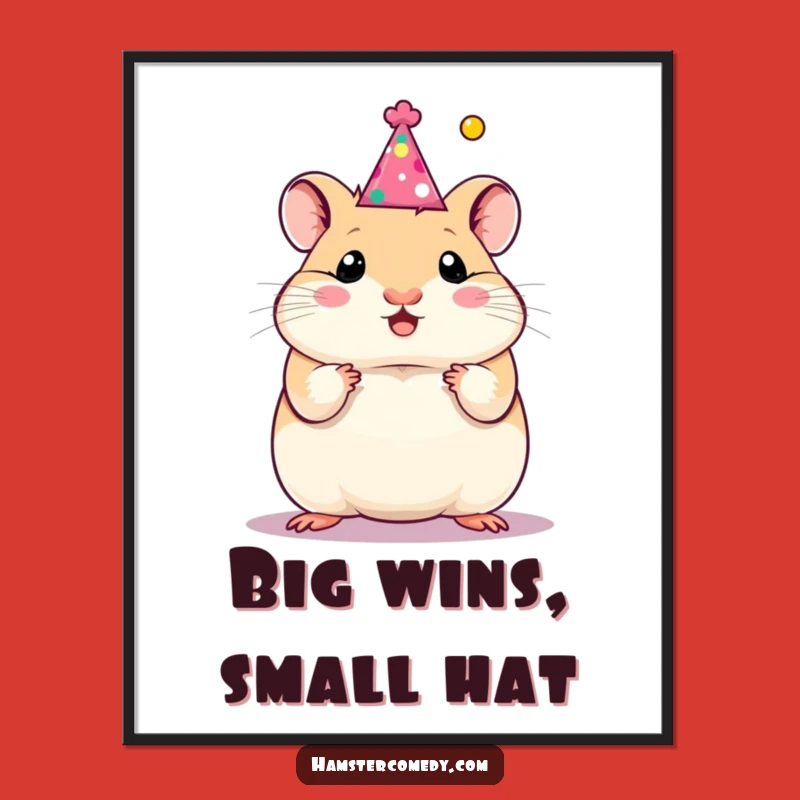 Funny Hamster Party Hat Digital Art: Instant Celebration for Your Walls