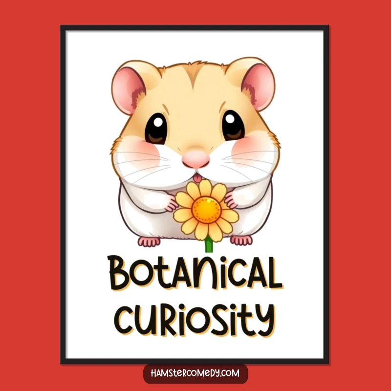 Funny Wide-Eyed Hamster Flower Digital Art - Instant Curious Decor
