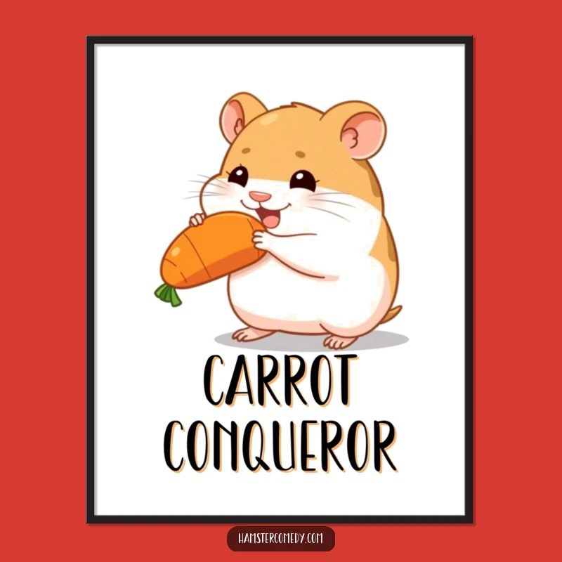 Funny Determined Hamster Carrot Digital Art - Motivational Decor Funny Gift