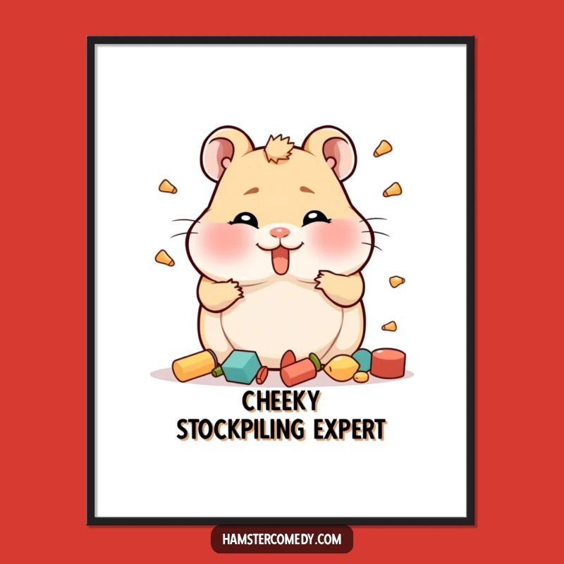 Instant Funny Hamster Hoarder Art: Adorable Chubby Cheeks Digital Print