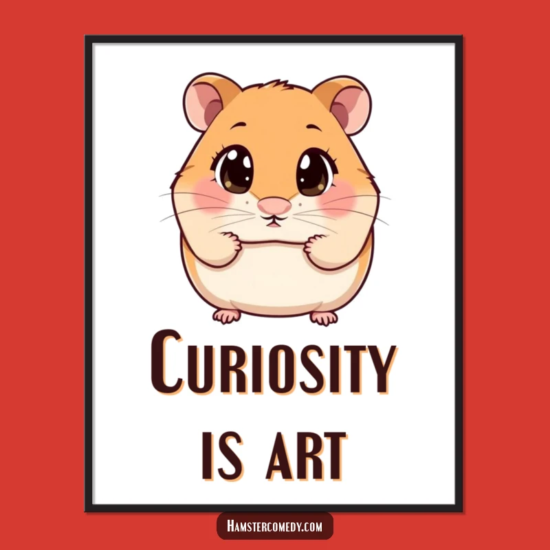 Funny Kawaii Hamster Sniffing Digital Art: Curious Decor Gift