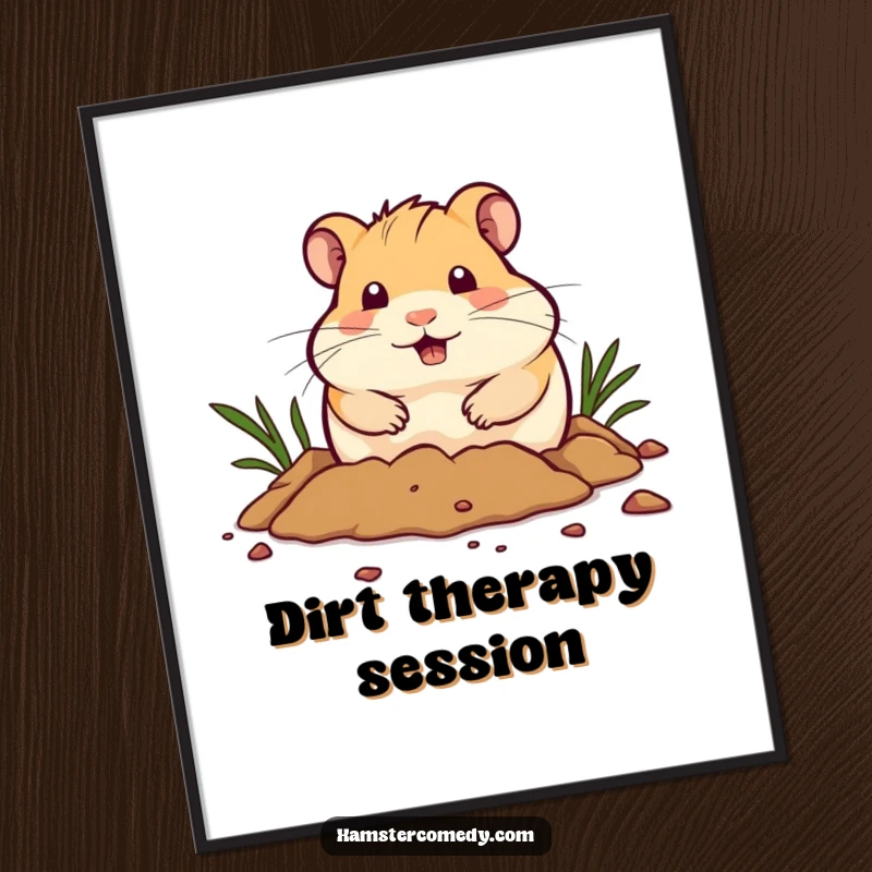 Funny Digital Art Print: A hamster digs enthusiastically with determined paws, creating a humorous and captivating piece of wall art.