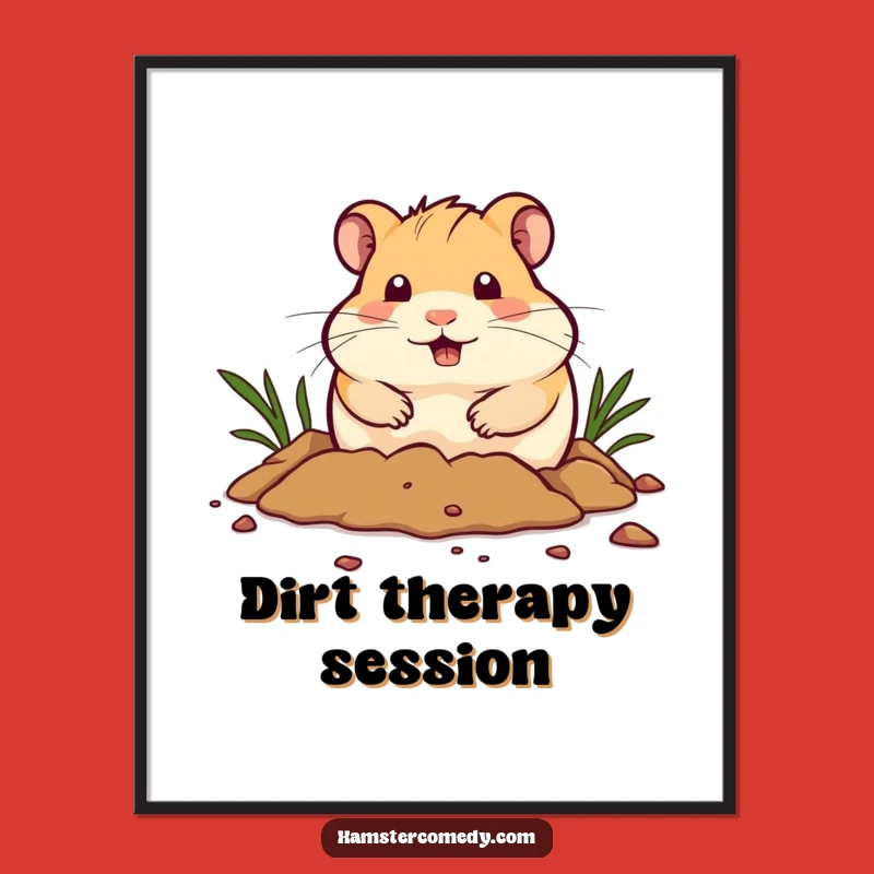 Funny Hamster Digging Digital Art Print: Instant Humor with This Hilarious Hamster, Perfect Funny Gift