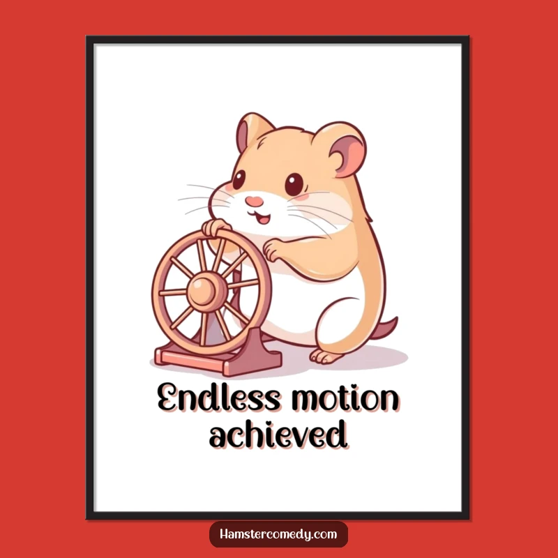 Funny Hamster Pushing Wheel Digital Art: Instant Playful Energy Download