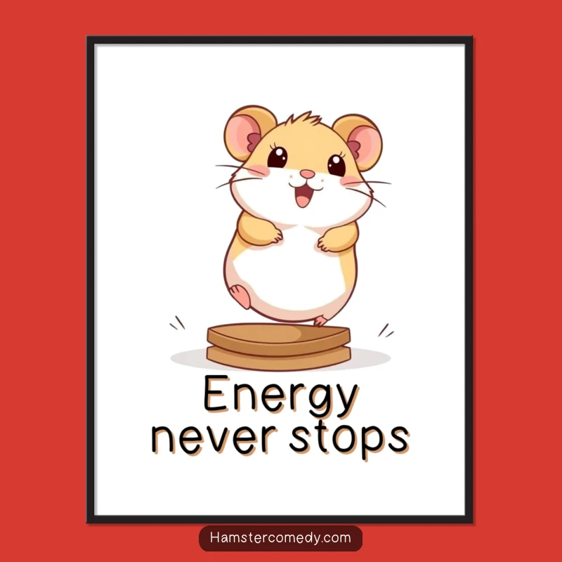 Kawaii Hamster Digital Art: Energetic Wheel Running Print for Walls