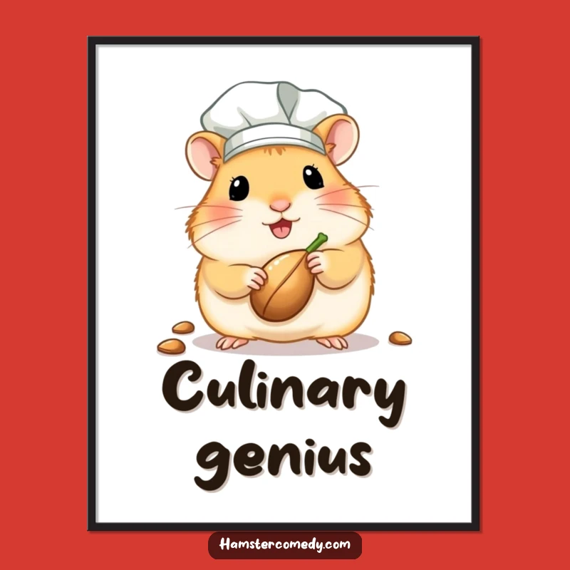 Funny Chef Hamster Digital Art: Kawaii Rodent Printable Decor