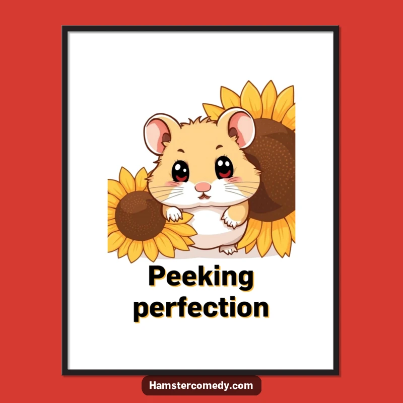 Funny Hamster Art Print: Peekaboo Decor, Shy Hamster Funny Gift