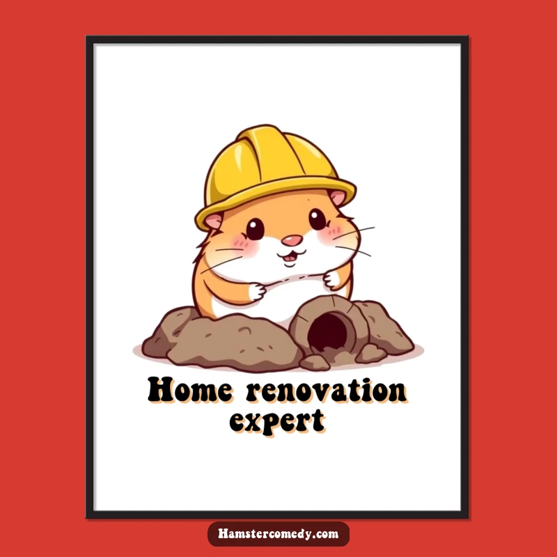 Funny Hamster Construction Digital Print: Hilarious Art for Your Walls