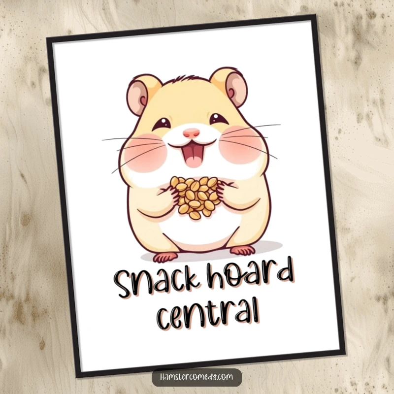 Funny Hamster Digital Art Print showing a hamster stuffing its cheeks, perfect for instant humorous decor.