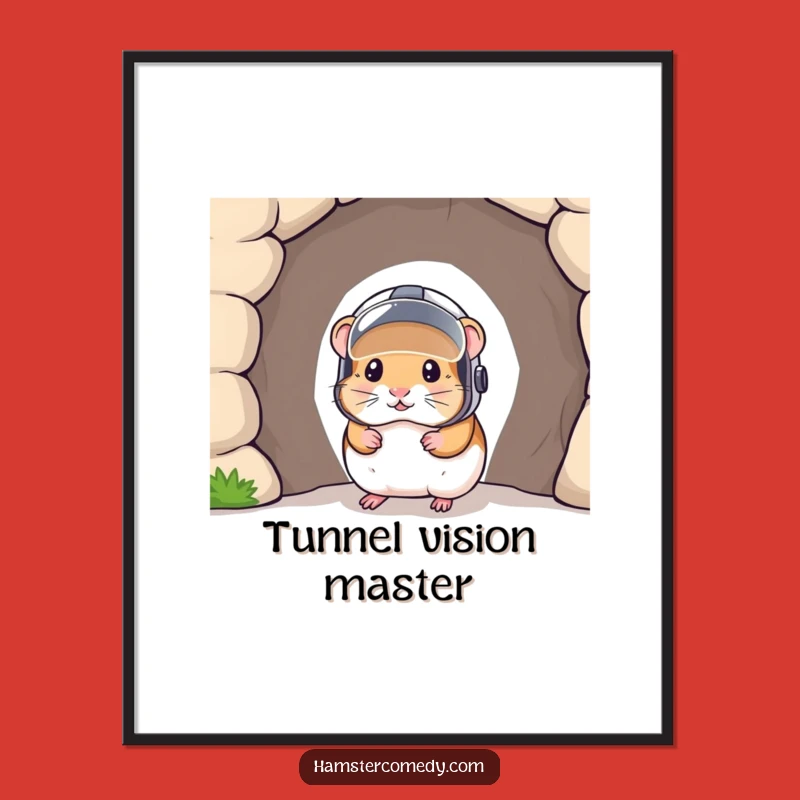 Funny Hamster Helmet Digital Art: Rodent Explorer Peeking from Tunnel Printable Gift