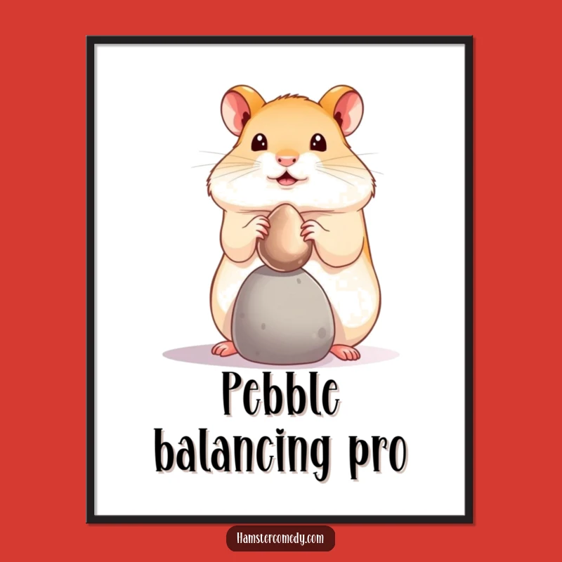Funny Hamster Pebble Balance Digital Print: Instant Talent Showcase