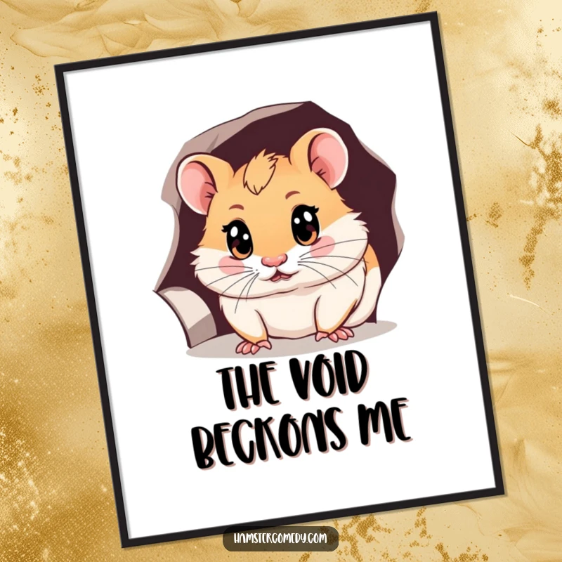 Funny hamster digital art print of a curious hamster peeking into a hole, perfect for instant download and humorous decor.